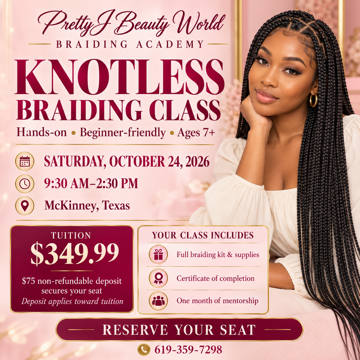 Knotless Braiding Class + Kit | October 24 | McKinney, TX